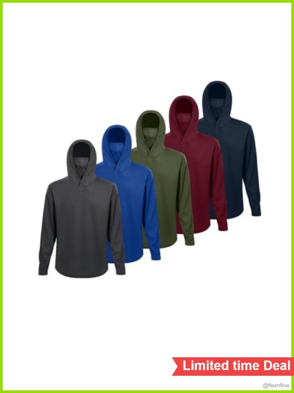 Men's 5 Pack Hooded Long Sleeve Shirts with Face Mask